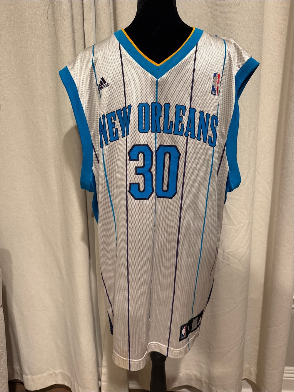 adidas New Orleans #30 Basketball Jersey - White/Blue/Yellow